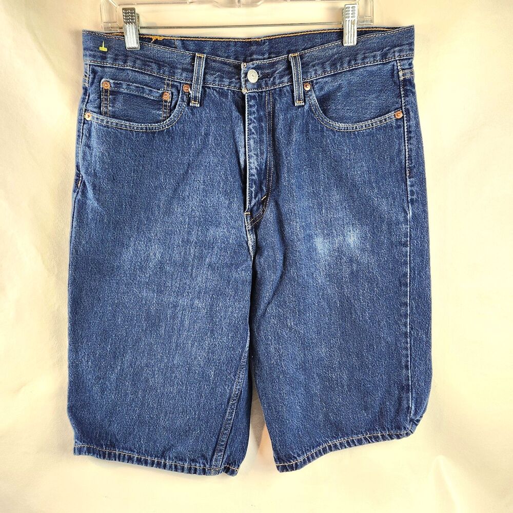 Levis 469 Jean Shorts Mens 33 Blue Denim Loose Straight Jorts Baggy Dadcore
